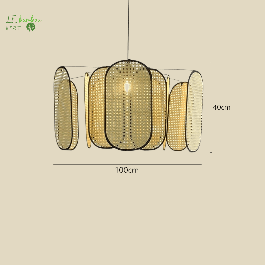 Lustre salon Bambou style Gravita 1005005530551030-C 100cmx40cm-Light bulb not inclu le bambou vert