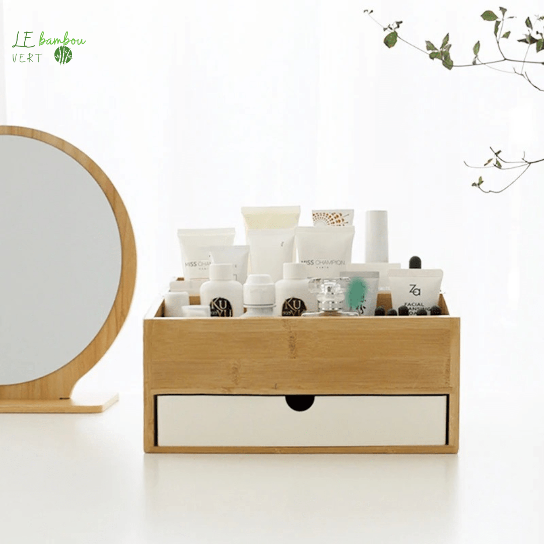 Boîte de Rangement et Coiffeuse pour Maquillage le bambou vert