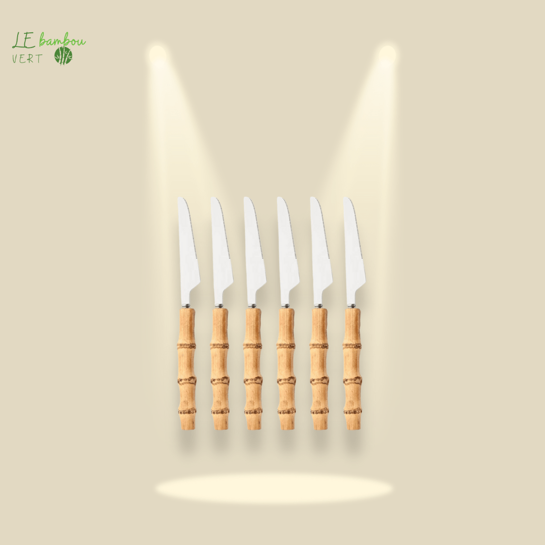 Couteaux en Bambou naturel et Acier Inoxydable Argenté 6pcs 1005003985863160-6Pcs Dinner Knife le bambou vert