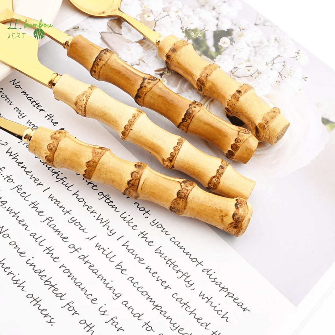Petites cuillères en bambou 6pcs Doré 1005003985863160-6Pcs Teaspoon 1 le bambou vert