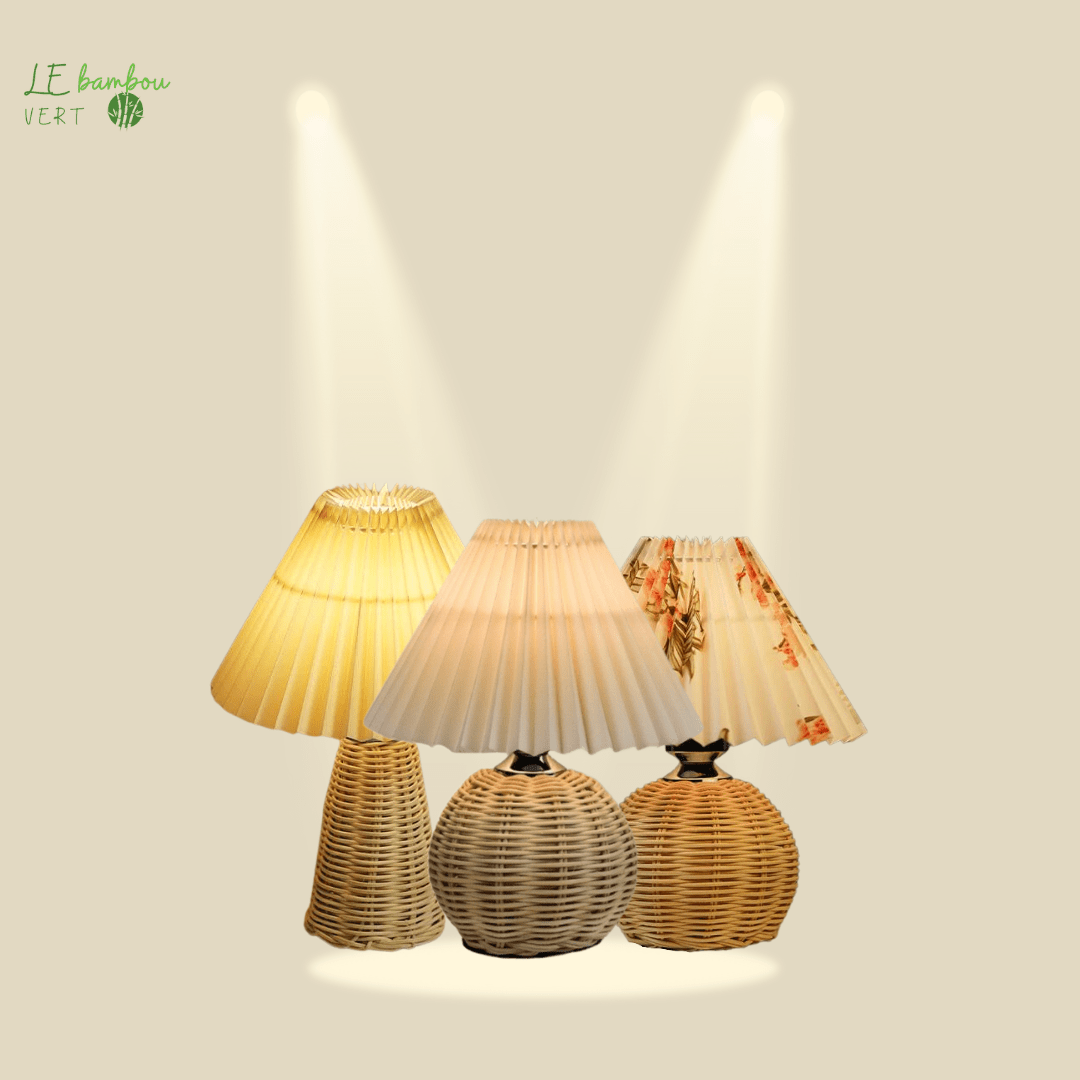 Lampe de Chevet Tissé en Bambou le bambou vert