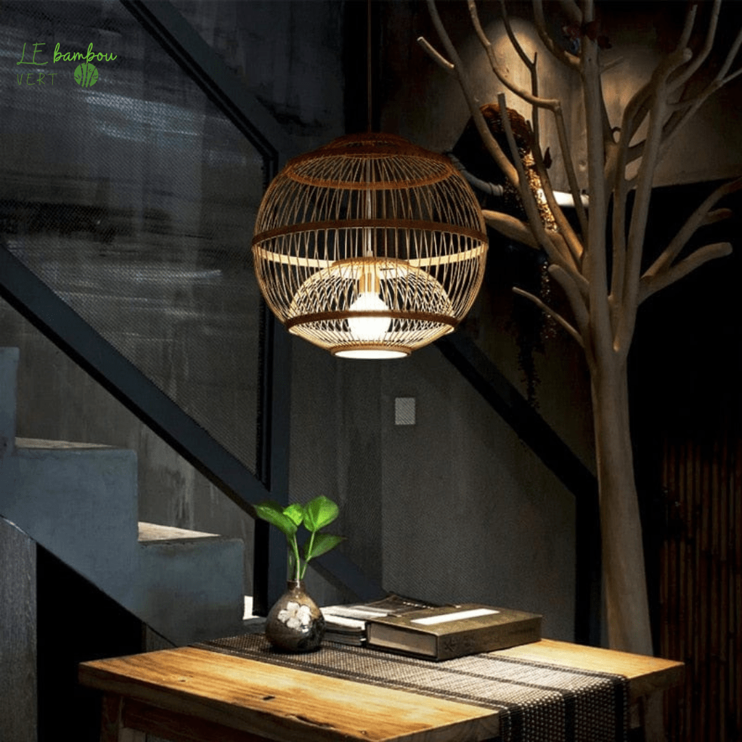 Lustre en Bambou moderne  style Balise 1005005888560237-45cm le bambou vert