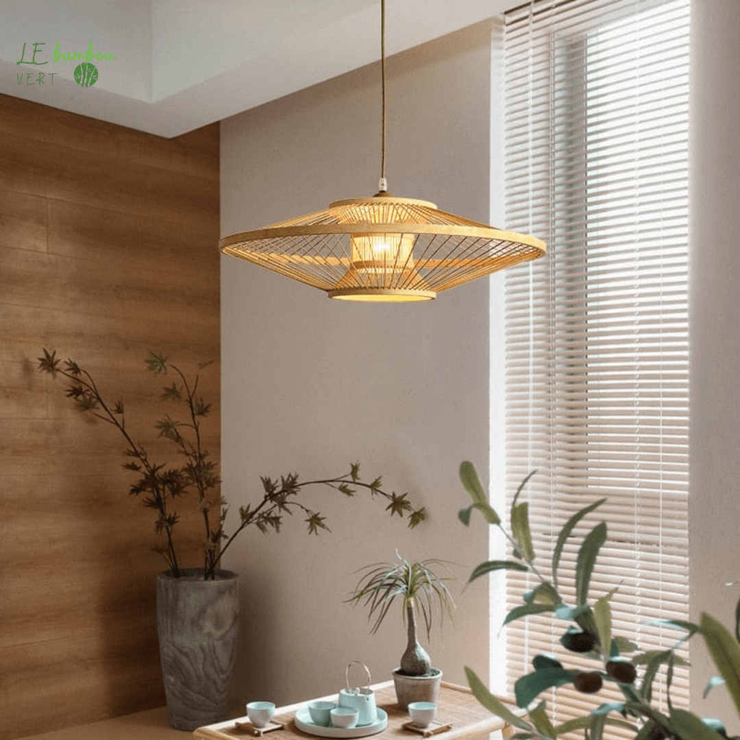 Lustre en Bambou Moderne Style Subliminal le bambou vert