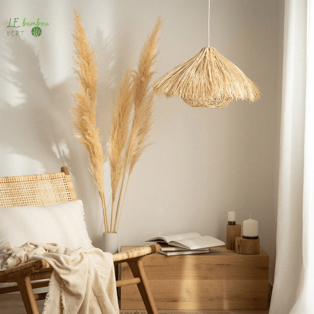 Plafonnier Bambou Style Lanterne de Paille le bambou vert