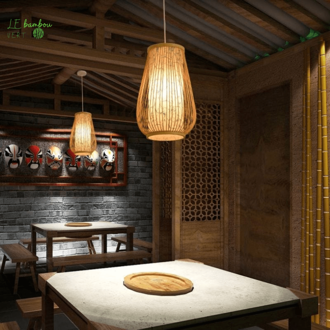Plafonnier en Bambou Style Accordéon 1005004082386812-H style le bambou vert