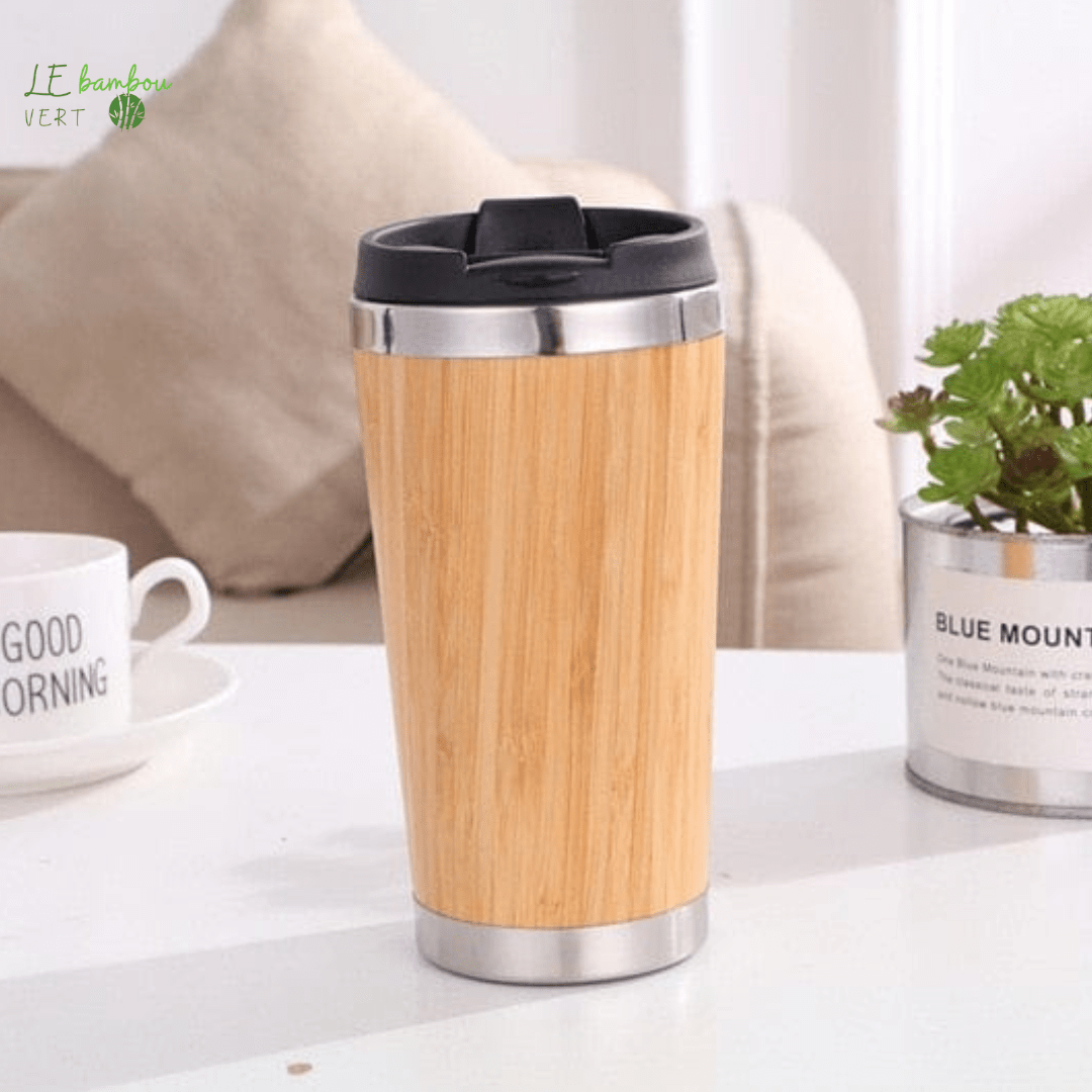 Mug Thermos en Bambou et Acier Inoxydable 1005005084610560-450ml-Plastic Cover Cup le bambou vert