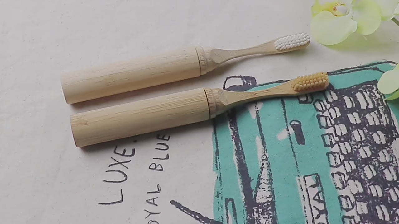 Brosse à dents de voyage portable en bambou blanc